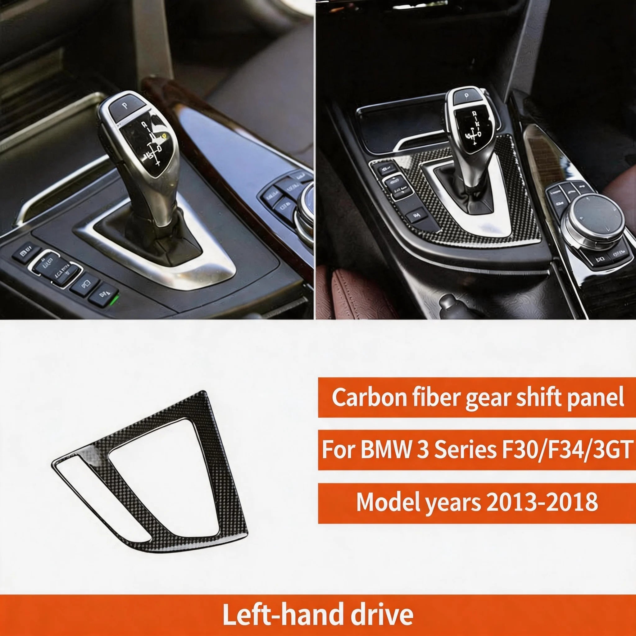 Piano Black Gear Shift Panel Cover for BMW F30 F34 3 Series 2013-2017 Center Console Trim Interior Sticker LHD Accessories