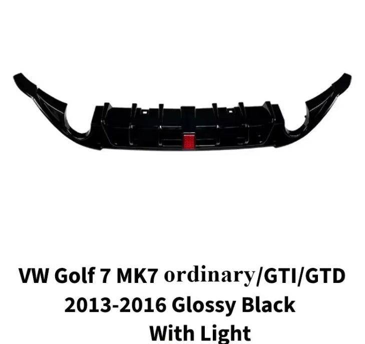 Rear Bumper Diffuser Lip with LED Lights for VW Golf 7 MK7 (2013–2016) – GTI/GTD Style Body Kit