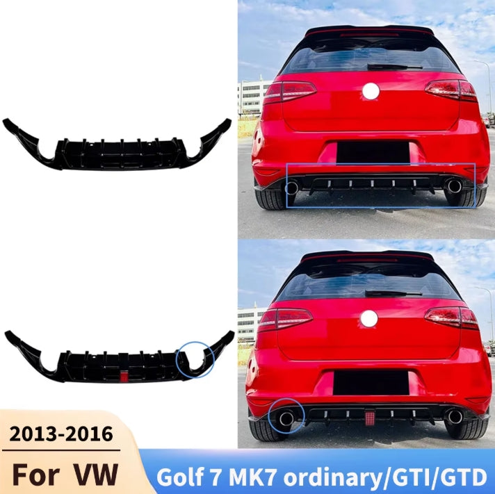 Rear Bumper Diffuser Lip with LED Lights for VW Golf 7 MK7 (2013–2016) – GTI/GTD Style Body Kit