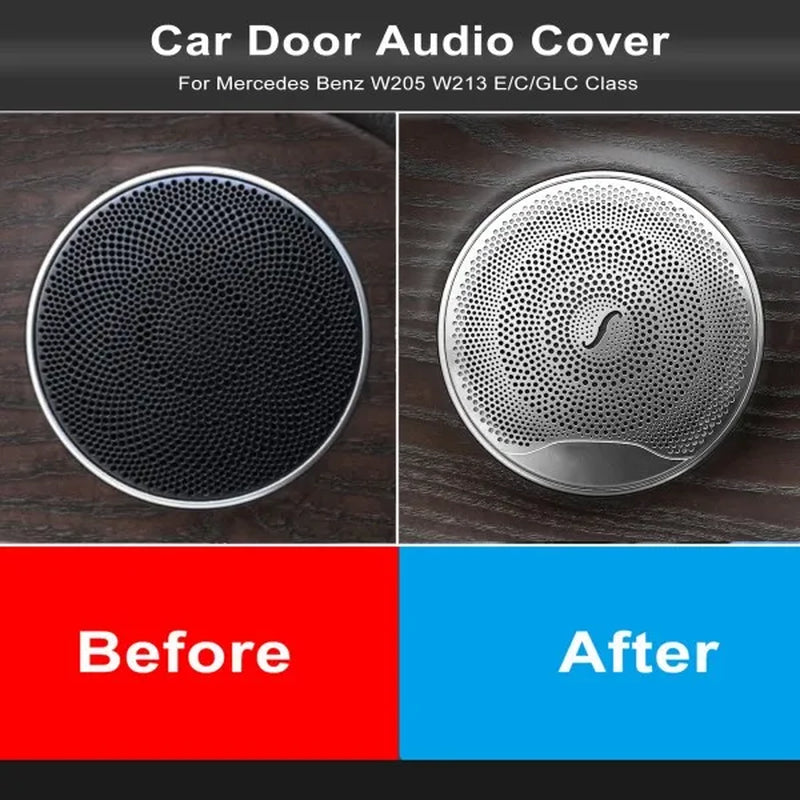 4PCS Car Door Speaker Cover Trim for Mercedes Benz W213 W205 X253 Aluminum Audio Loudspeaker Decoration Interior Accessories