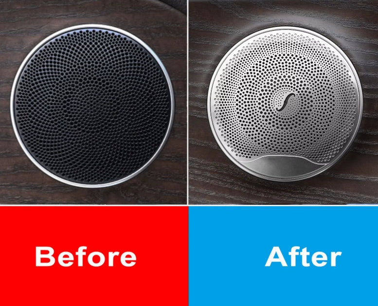 4PCS Aluminum Speaker Cover Trim for Mercedes-Benz W213 W205 X253 (E C GLC Class) – Interior Audio Decor