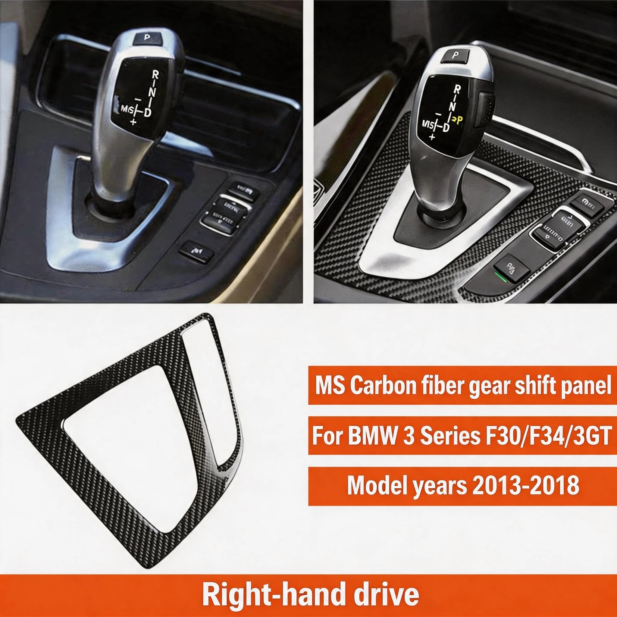 Piano Black Gear Shift Panel Cover for BMW F30 F34 3 Series 2013-2017 Center Console Trim Interior Sticker LHD Accessories