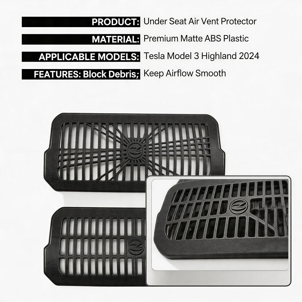 Rear Air Vent Cover for Model 3 Highland 2024 under Seat Outlet Protector Anti-Blocking Backseat Air Vent Guard 2PCS