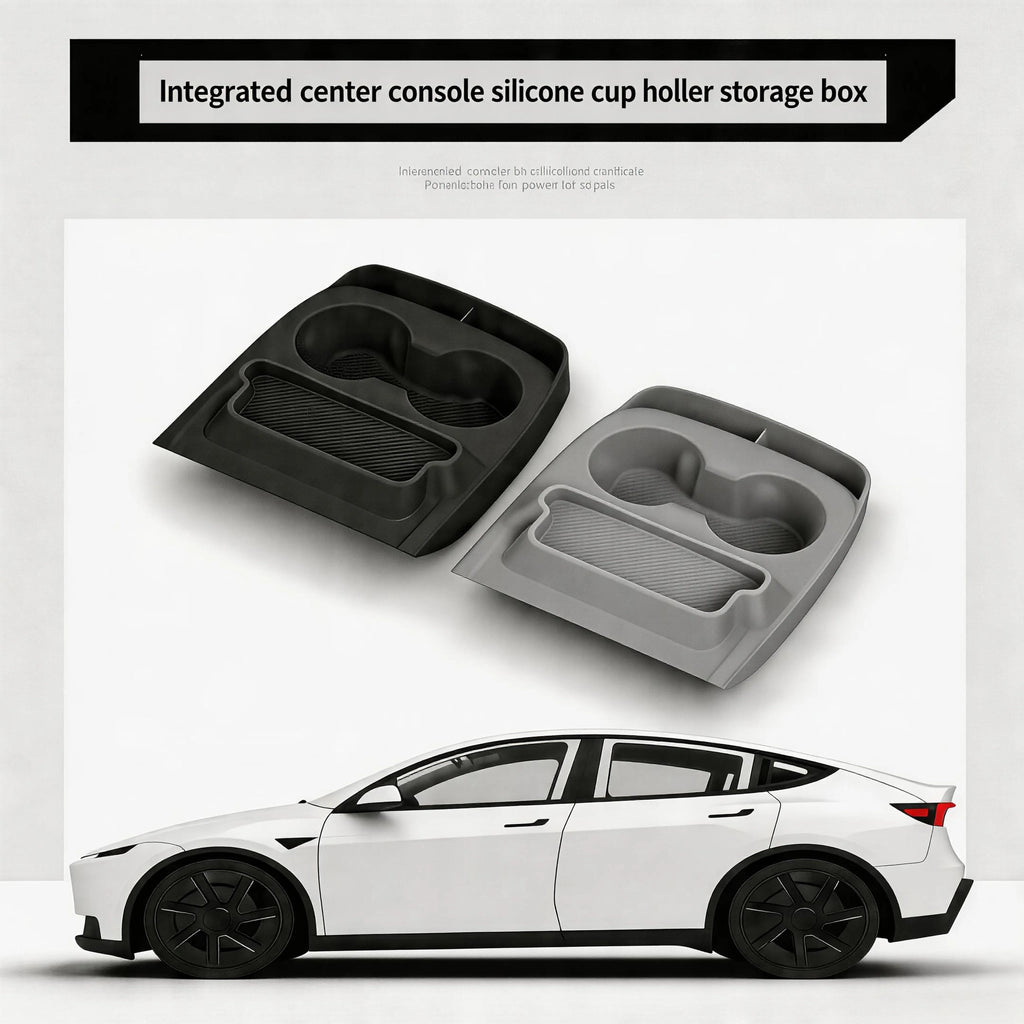 Cup Holder Insert for Tesla Model Y 2025 2026 Center Console Organizer Silicone anti Spill Storage Tray Interior Accessories