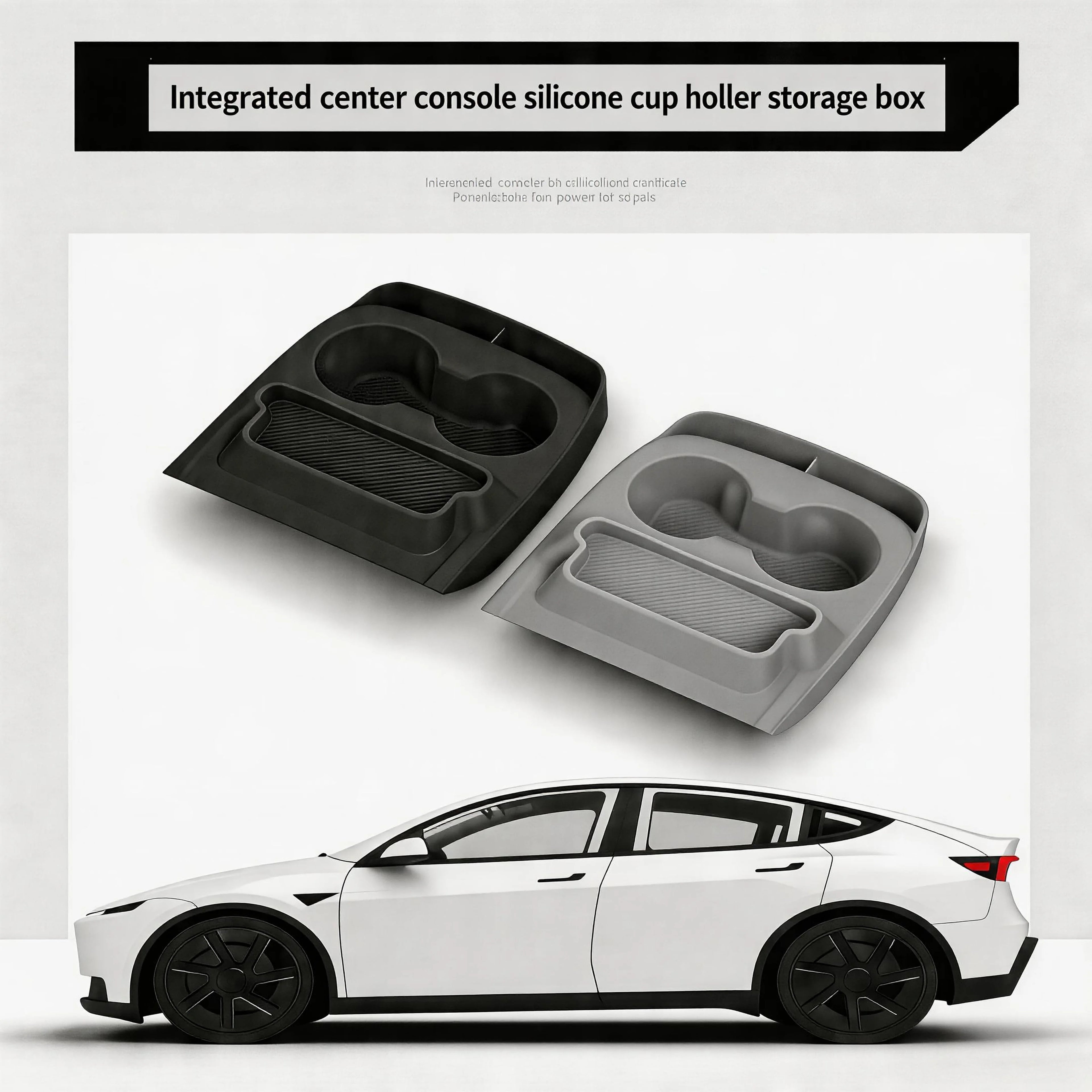 Cup Holder Insert for Tesla Model Y 2025 2026 Center Console Organizer Silicone anti Spill Storage Tray Interior Accessories