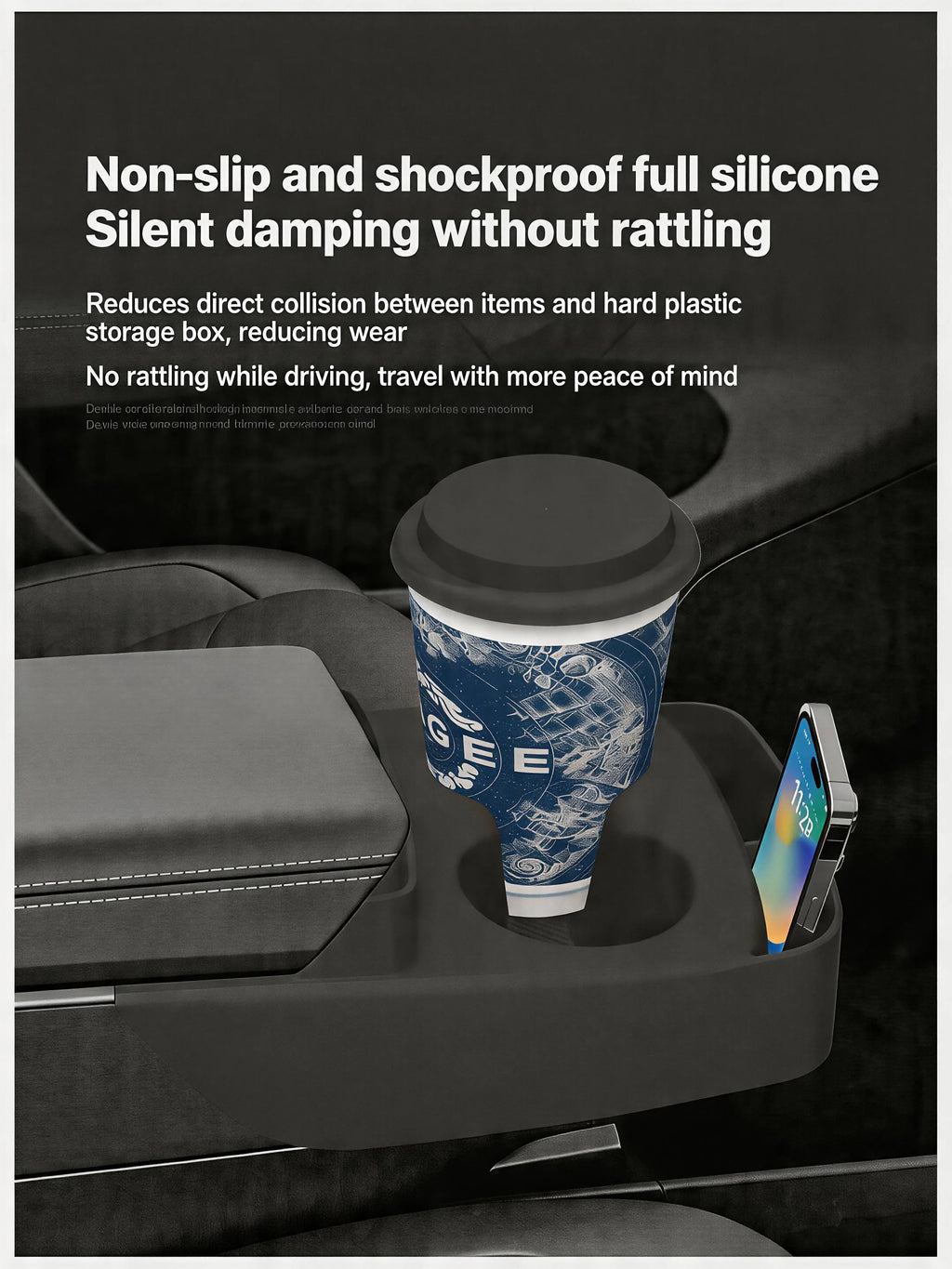 Cup Holder Insert for Tesla Model Y 2025 2026 Center Console Organizer Silicone anti Spill Storage Tray Interior Accessories