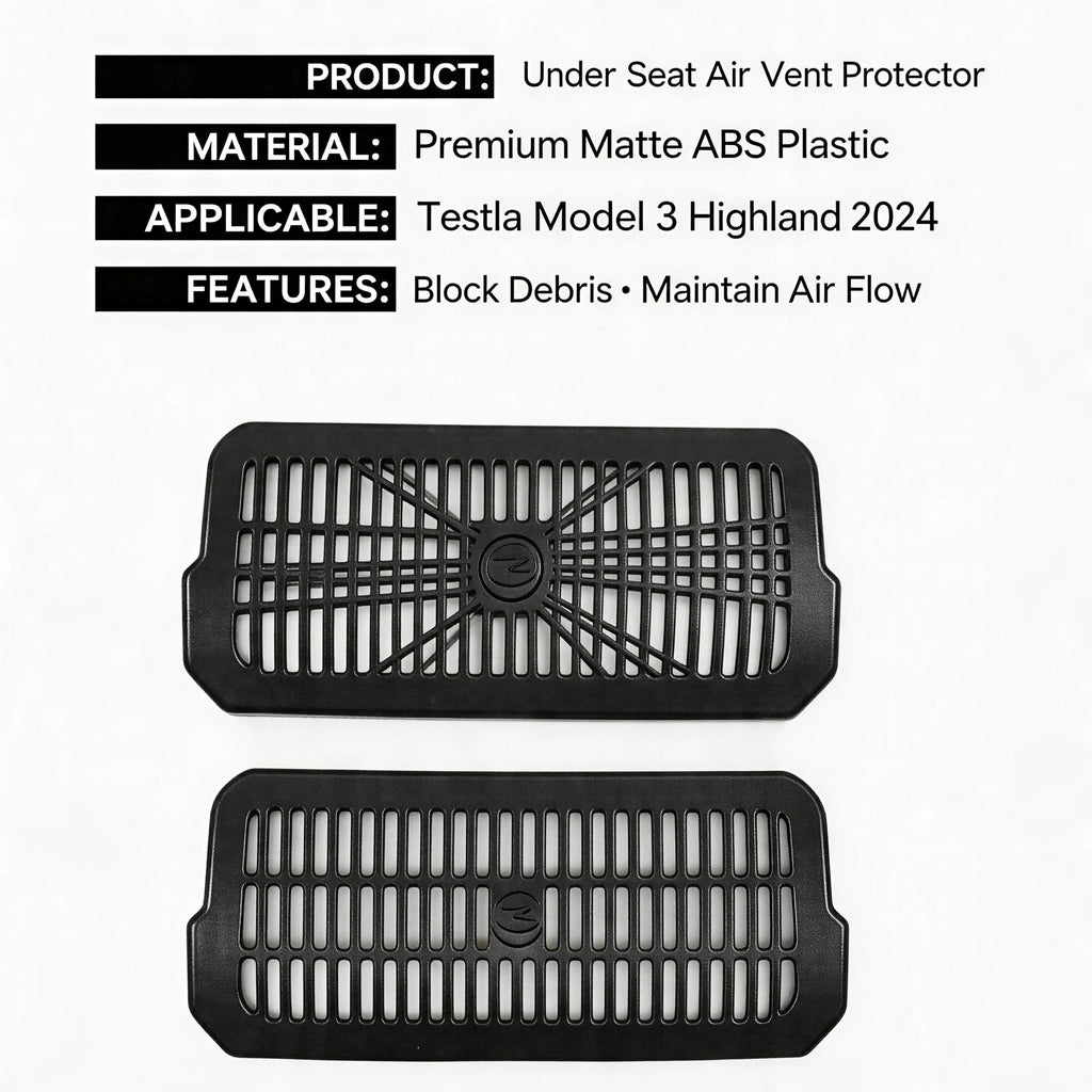 Rear Air Vent Cover for Model 3 Highland 2024 under Seat Outlet Protector Anti-Blocking Backseat Air Vent Guard 2PCS