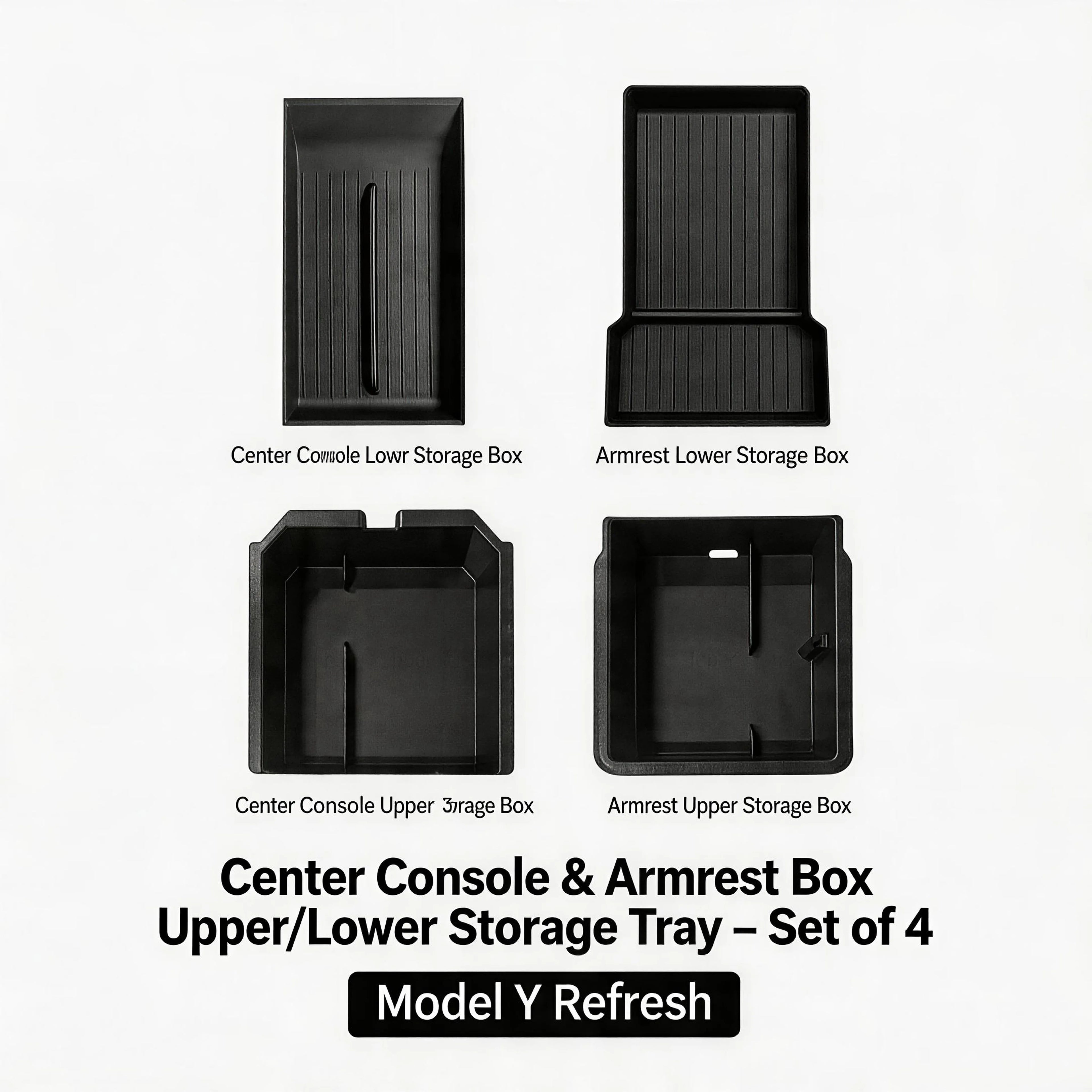 Car Center Console Organizer for Tesla Model Y Juniper 2025 & Model 3 Highland 2024 Armrest Storage Box Tray Hidden Accessories