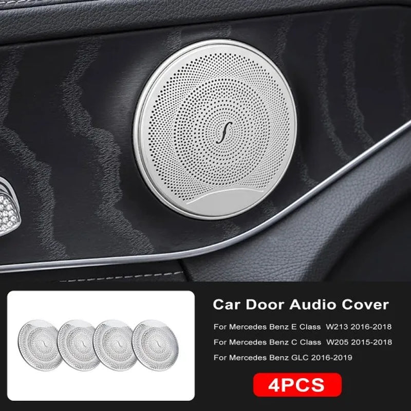 4PCS Car Door Speaker Cover Trim for Mercedes Benz W213 W205 X253 Aluminum Audio Loudspeaker Decoration Interior Accessories